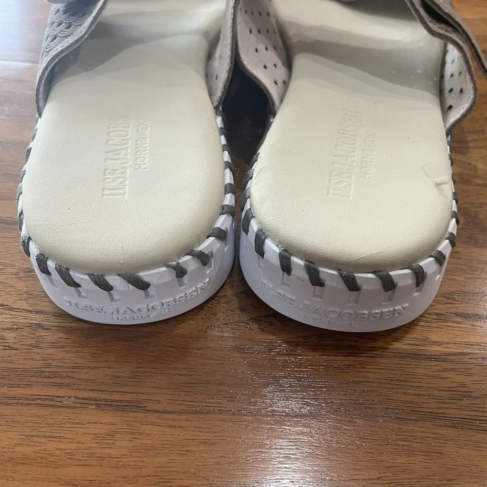Ilse Jacobsen Tan Tulip 1176 Dbl Strap Platform Sandals Minimalist Boho 39